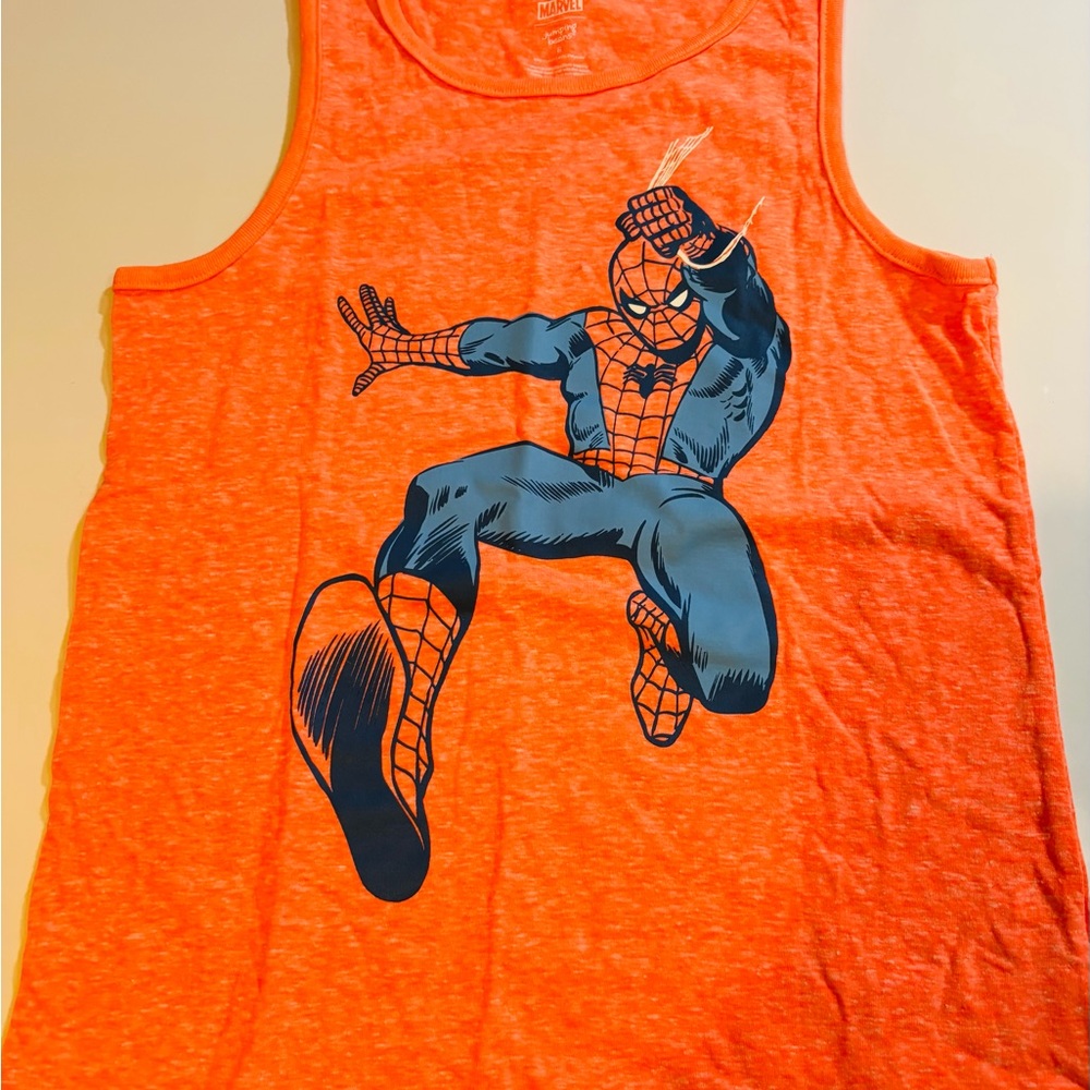 Marvel Orange Tank Top with Spider-Man Graphic